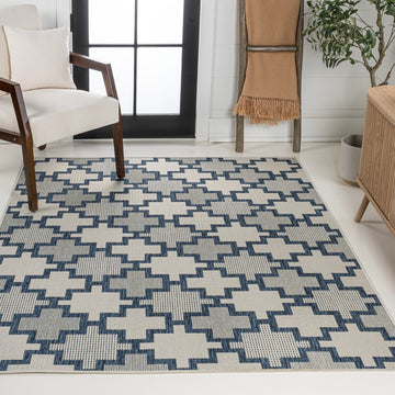 Cyrus Modern Geometric Tile Pattern Indoor/Outdoor Area Rug